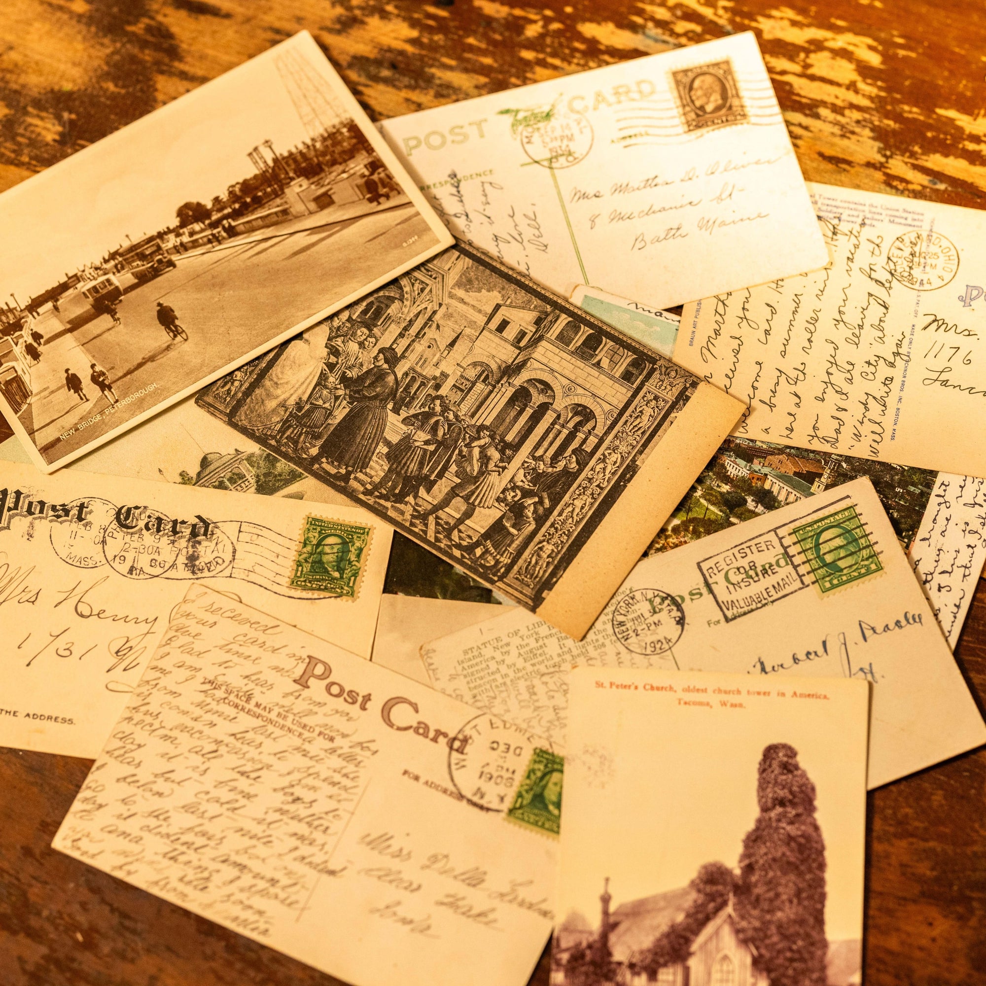 Antique American Postcards with Script - Novelbookstore.co