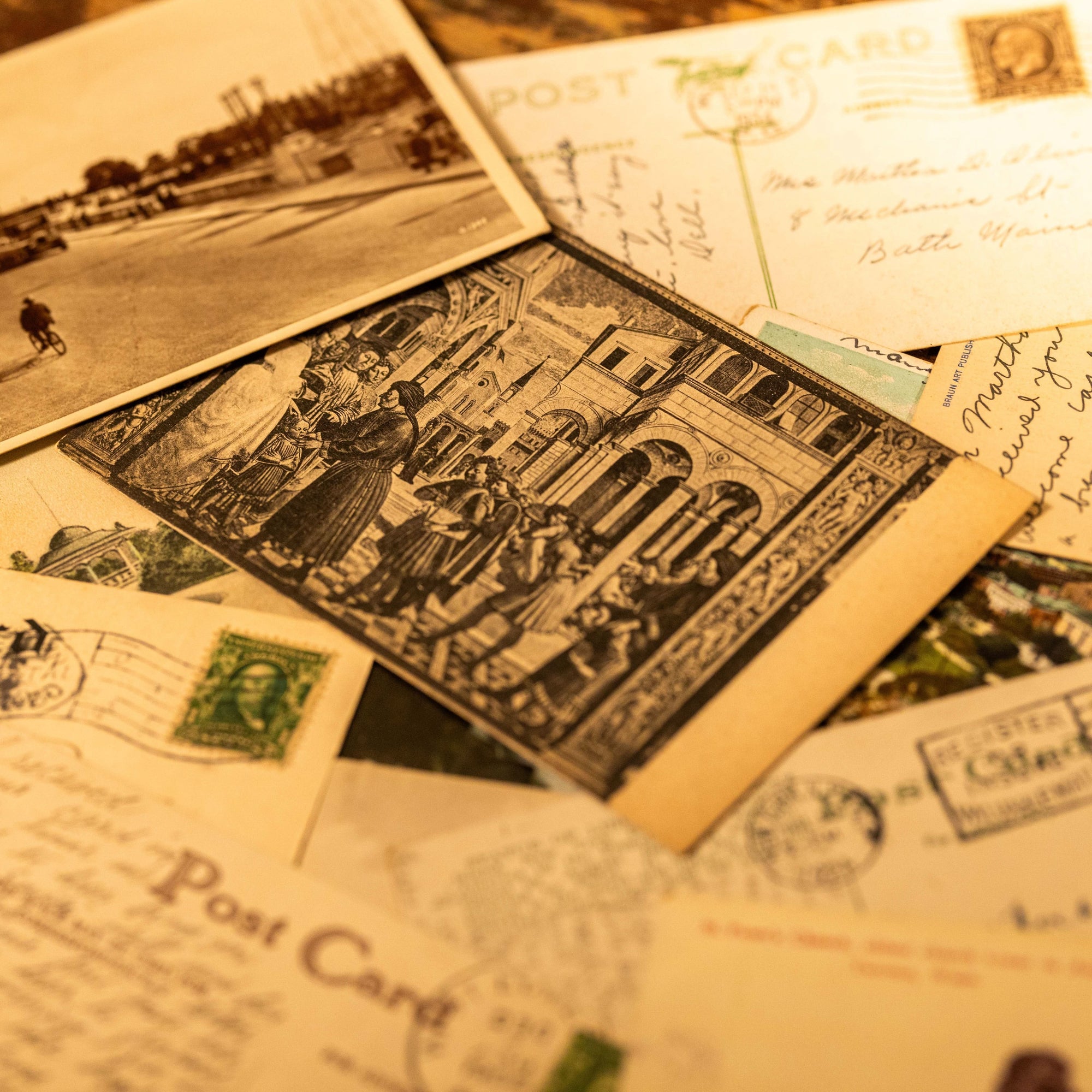 Antique American Postcards with Script - Novelbookstore.co