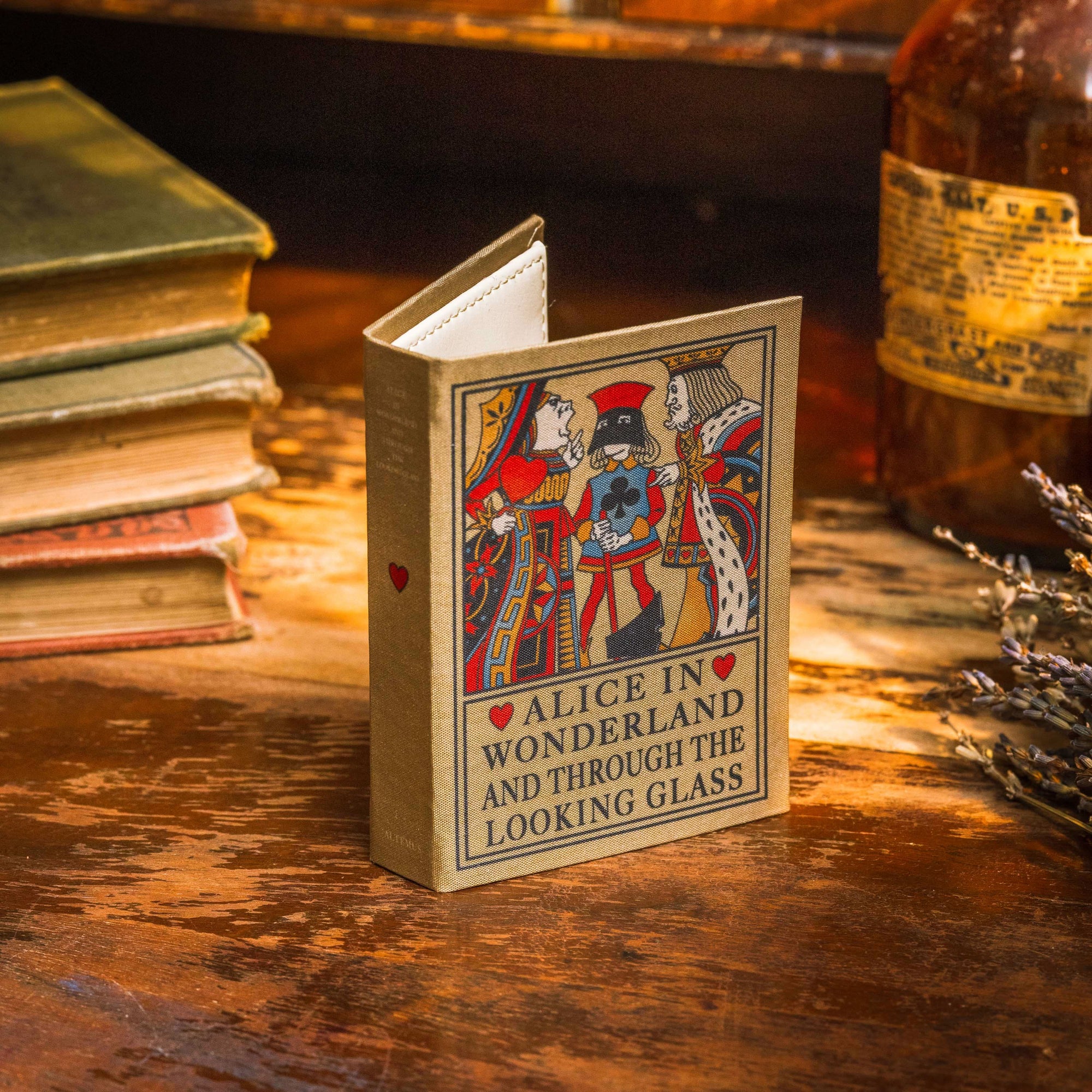 <3 Alice in Wonderland, Through the Looking Glass by Lewis Carroll 1871 Book Wallet - Novelbookstore.co