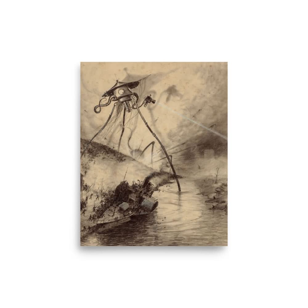 Martian Amidst Battle The War of the Worlds Original Illustration